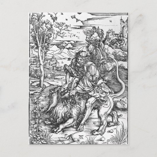 Samson slaying the lion, c.1496-98 briefkaart (Voorkant)