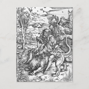 Samson slaying the lion, c.1496-98 briefkaart