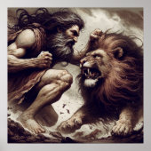 Samson vecht tegen Lion Bible Story Art Poster (Voorkant)