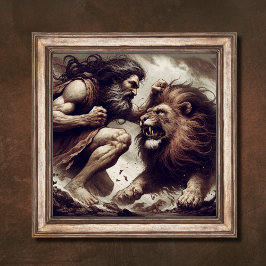 Samson vecht tegen Lion Bible Story Art Poster