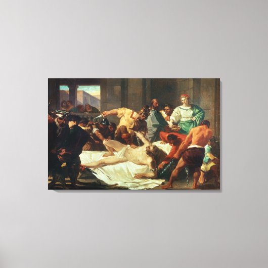 Samson verraden door Delilah (olie op canvas) Canvas Afdruk (Voorkant)