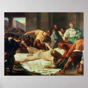 Samson verraden door Delilah (olie op canvas) Poster