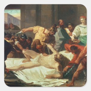 Samson verraden door Delilah (olie op canvas) Vierkante Sticker