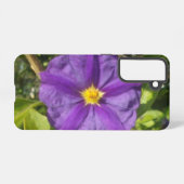 SAMSUNG GALAXY 21 Hoesje PAARSE BLOEMSTIJL ONTWERP (Achterkant horizontaal)