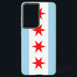 Samsung Galaxy S21 Plus Hoesje Samsung Galaxy Hoesje<br><div class="desc">Maak van uw Samsung Galaxy S21 Plus een symbool van de Chicago Pride met onze exclusieve telefoonhoes met de vlag van de stad! Deze cover, die met precisie is gemaakt, laat met trots de iconische elementen van de vlag van Chicago zien. Het ontwerp toont vier rode sterren die historische gebeurtenissen...</div>