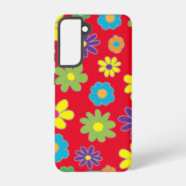 Samsung Galaxy S21 Red Flowery Phone Case Hoesje