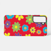 Samsung Galaxy S21 Red Flowery Phone Case Samsung Galaxy Hoesje (Achterkant horizontaal)