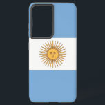 Samsung Galaxy S21 Ultra Hoesje met Argentijnse vl<br><div class="desc">Maak van uw Samsung Galaxy S21 Ultra een Argentijnse trots met onze exclusieve cover met de vlag van Argentinië! Deze cover, die met veel aandacht voor detail is gemaakt, laat met trots het iconische ontwerp van de Argentijnse vlag zien. De vlag heeft drie horizontale strepen van lichtblauw en wit, met...</div>