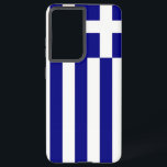 Samsung Galaxy S21 Ultra Hoesje met Griekse vlag<br><div class="desc">Maak van uw Samsung Galaxy S21 Ultra een feest van Grieks erfgoed met onze exclusieve cover met de vlag van Griekenland! Deze cover, die met veel aandacht voor detail is gemaakt, laat met trots het iconische ontwerp van de Griekse vlag zien. De vlag toont negen horizontale blauw-witte strepen, met een...</div>