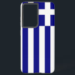 Samsung Galaxy S21 Ultra Hoesje met Griekse vlag<br><div class="desc">Maak van uw Samsung Galaxy S21 Ultra een feest van Grieks erfgoed met onze exclusieve cover met de vlag van Griekenland! Deze cover, die met veel aandacht voor detail is gemaakt, laat met trots het iconische ontwerp van de Griekse vlag zien. De vlag toont negen horizontale blauw-witte strepen, met een...</div>