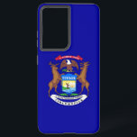 Samsung Galaxy S21 Ultra Hoesje Michigan<br><div class="desc">Maak van je Samsung Galaxy S21 Ultra een feestje in de trots van Michigan met onze exclusieve telefoonhoes met de staatsvlag! Deze cover is vervaardigd met zorgvuldige aandacht voor detail en toont met trots de onderscheidende elementen van de vlag van Michigan. Het heeft een donkerblauw veld met in het midden...</div>