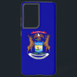 Samsung Galaxy S21 Ultra Hoesje Michigan<br><div class="desc">Maak van je Samsung Galaxy S21 Ultra een feestje in de trots van Michigan met onze exclusieve telefoonhoes met de staatsvlag! Deze cover is vervaardigd met zorgvuldige aandacht voor detail en toont met trots de onderscheidende elementen van de vlag van Michigan. Het heeft een donkerblauw veld met in het midden...</div>