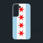 Samsung Galaxy S22 Hoesje<br><div class="desc">Maak van uw Samsung Galaxy S22 een symbool van de Chicago Pride met onze exclusieve telefoonhoes met de vlag van de stad! Deze cover, die met precisie is gemaakt, laat met trots de iconische elementen van de vlag van Chicago zien. Het ontwerp toont vier rode sterren die historische gebeurtenissen weergeven:...</div>