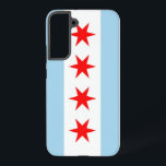 Samsung Galaxy S22 Plus Hoesje Samsung Galaxy Hoesje<br><div class="desc">Maak van uw Samsung Galaxy S22 Plus een symbool van de Chicago Pride met onze exclusieve telefoonhoes met de vlag van de stad! Deze cover, die met precisie is gemaakt, laat met trots de iconische elementen van de vlag van Chicago zien. Het ontwerp toont vier rode sterren die historische gebeurtenissen...</div>