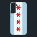 Samsung Galaxy S22 Plus Hoesje Samsung Galaxy Hoesje<br><div class="desc">Maak van uw Samsung Galaxy S22 Plus een symbool van de Chicago Pride met onze exclusieve telefoonhoes met de vlag van de stad! Deze cover, die met precisie is gemaakt, laat met trots de iconische elementen van de vlag van Chicago zien. Het ontwerp toont vier rode sterren die historische gebeurtenissen...</div>