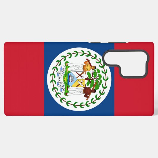 Samsung Galaxy S22 Ultra Hoesje met Belize-vlag (Achterkant horizontaal)