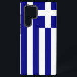 Samsung Galaxy S22 Ultra Hoesje met Griekse vlag<br><div class="desc">Maak van uw Samsung Galaxy S22 Ultra een feest van Grieks erfgoed met onze exclusieve cover met de vlag van Griekenland! Deze cover, die met veel aandacht voor detail is gemaakt, laat met trots het iconische ontwerp van de Griekse vlag zien. De vlag toont negen horizontale blauw-witte strepen, met een...</div>