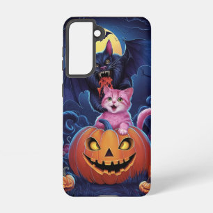 Samsung S21 FE 5G Hoesjes Withe schattige cat Galaxy Hoesje