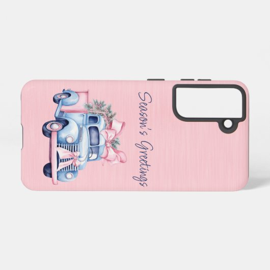 Samsung S21 Girly Roze en Blauw  truck Samsung Galaxy Hoesje (Achterkant horizontaal)