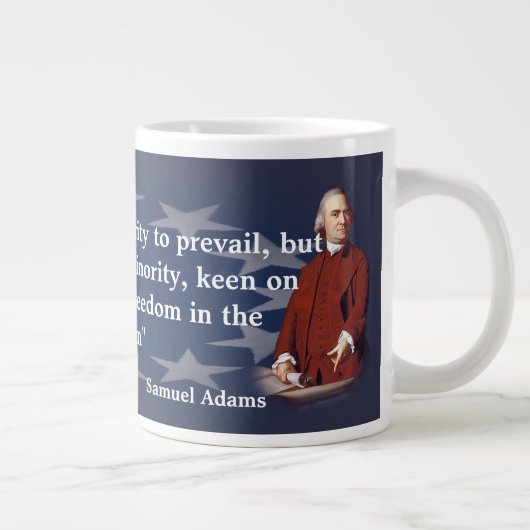 Samuel Adams citeert over penseelvrijheid Grote Koffiekop (Rechts)