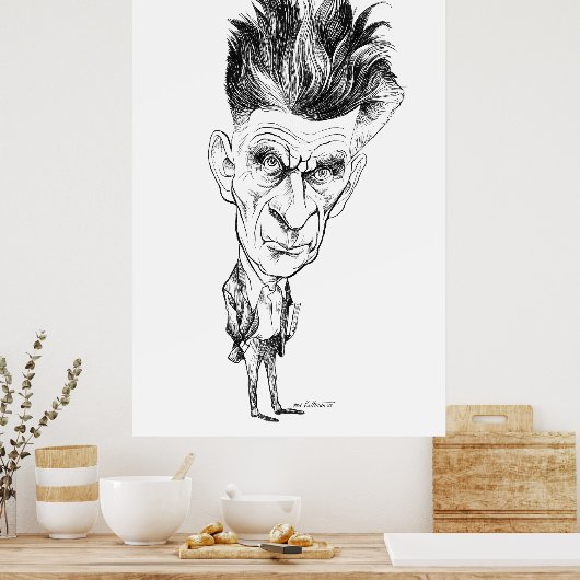 Samuel Beckett Caricature door Edmund S Valtman Poster (Keuken)