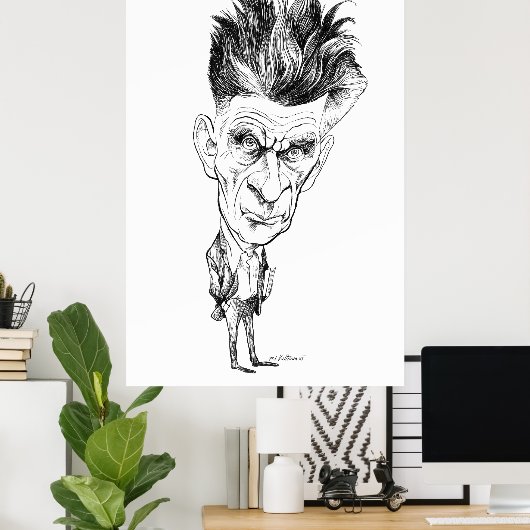 Samuel Beckett Caricature door Edmund S Valtman Poster (Thuiskantoor)