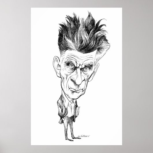 Samuel Beckett Caricature door Edmund S Valtman Poster (Voorkant)