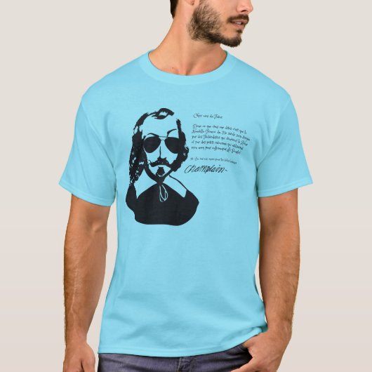 Samuel Champlain Hipster tekst van de toekomst+bri T-shirt (Voorkant)