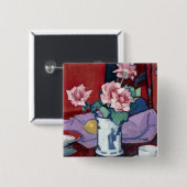 Samuel John Peploe Roses, Chinese Vase Vierkante Button 5,1 Cm (Voorkant /achterkant)