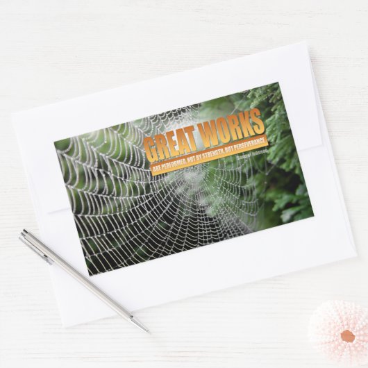 Samuel Johnson Inspirerend citaat "Grote werken" Rechthoekige Sticker (Envelop)