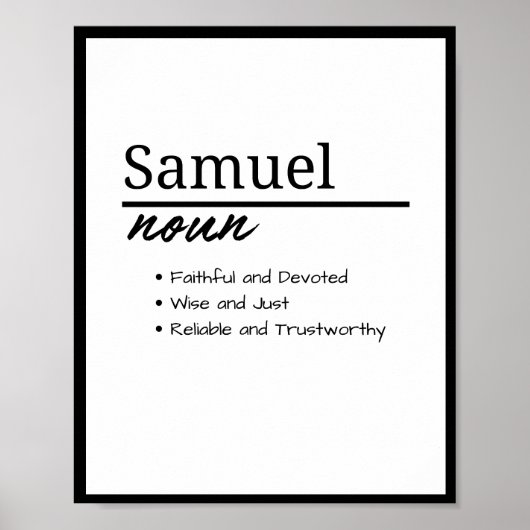 Samuel, jongen gepersonaliseerde naam definitie poster (Voorkant)