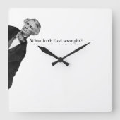 Samuel Morse Code Meme - Wat heeft God teweeggebra Vierkante Klok (Voorkant)