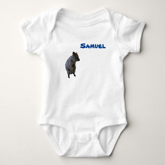 Samuel naam Met Australische Quokka, Baby Body Romper (Voorkant)