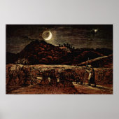 Samuel Palmer - cornfield in het moonlicht Poster (Voorkant)