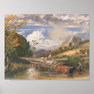 Samuel Palmer - Timber Wagon die een stream doorkr Poster