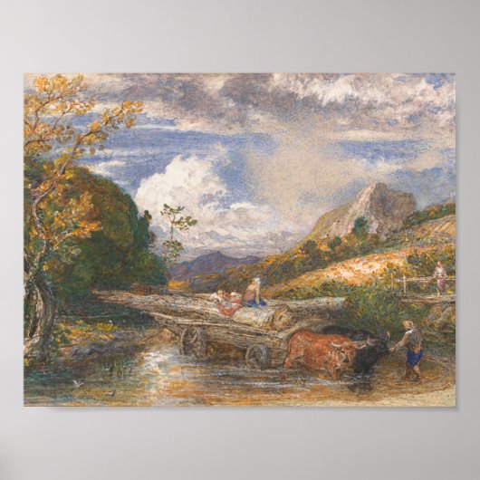 Samuel Palmer - Timber Wagon die een stream doorkr Poster (Voorkant)