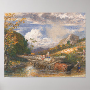 Samuel Palmer - Timber Wagon die een stream doorkr Poster