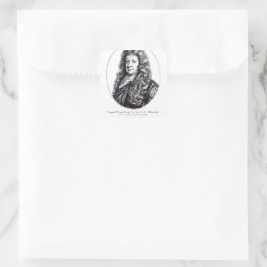 Samuel Pepys Vierkante Sticker (Tas)
