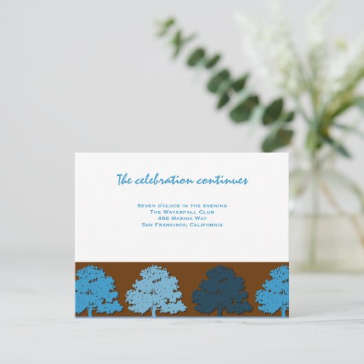 Samuel Reception Bar Mitzvah Wedding Blue Trees Kaart (Staand voorkant)