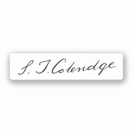 Samuel Taylor Coleridge handtekening Sticker (Voorkant)