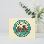 Samui Island Thailand Travel Art Badge Briefkaart (Staand voorkant)