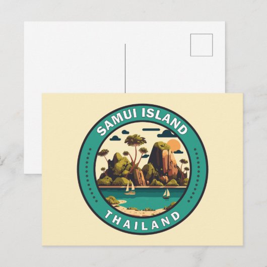 Samui Island Thailand Travel Art Badge Briefkaart (Voorkant / Achterkant)