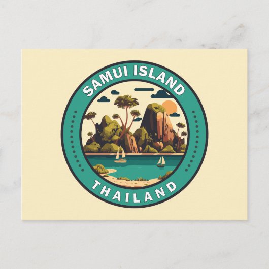 Samui Island Thailand Travel Art Badge Briefkaart (Voorkant)
