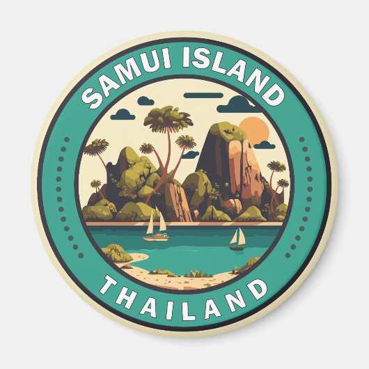 Samui Island Thailand Travel Art Badge Magneet (Voorkant)
