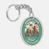 Samui Island Thailand Travel Art Badge Sleutelhanger (Voorkant Links)