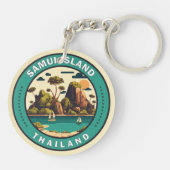Samui Island Thailand Travel Art Badge Sleutelhanger (Achterkant)