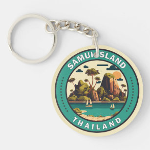 Samui Island Thailand Travel Art Badge Sleutelhanger