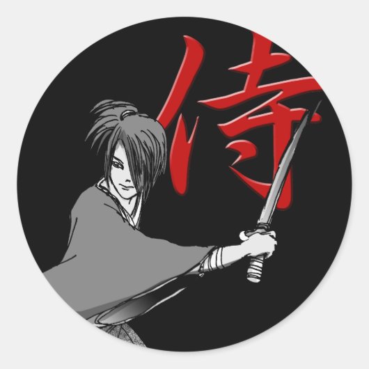 SAMURAI 01a Ronde Sticker (Voorkant)