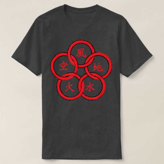 Samurai 5 Rings Musashi Bushido Warrior T-shirt (Design voorkant)
