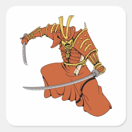 Samurai 6 ~ Ninjas Martial Arts Warrior Fantasy Ar Vierkante Sticker (Voorkant)